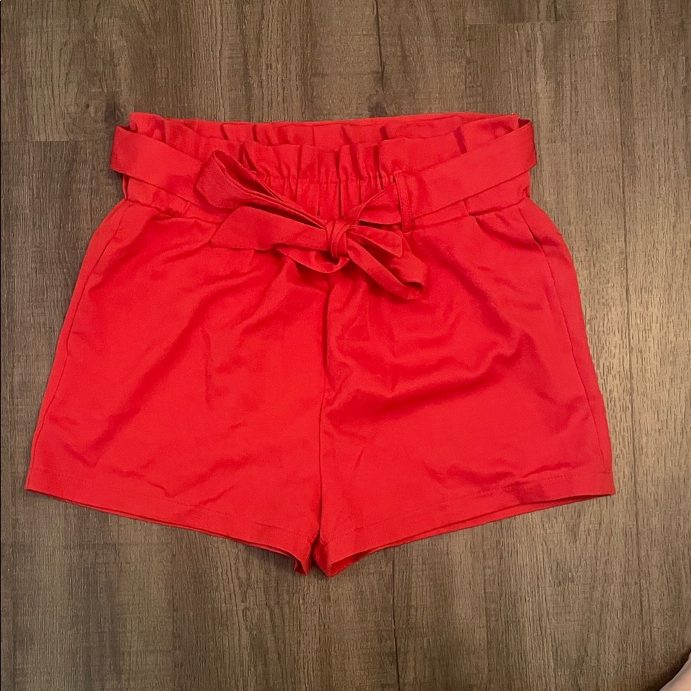 Chic Red High Waist Women's Shorts